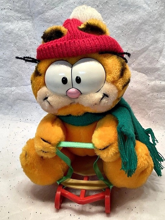 Dakin Other - Dakin Garfield 10th Anniversary Plush On Sled With Tags 1988 Happy Birthday VGC